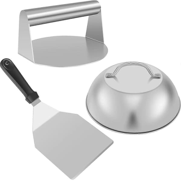 Smashed Burger Kit - Burgerpresse og metalspatel til madlavning på flad grill, perfekt hamburgerbøfformer
