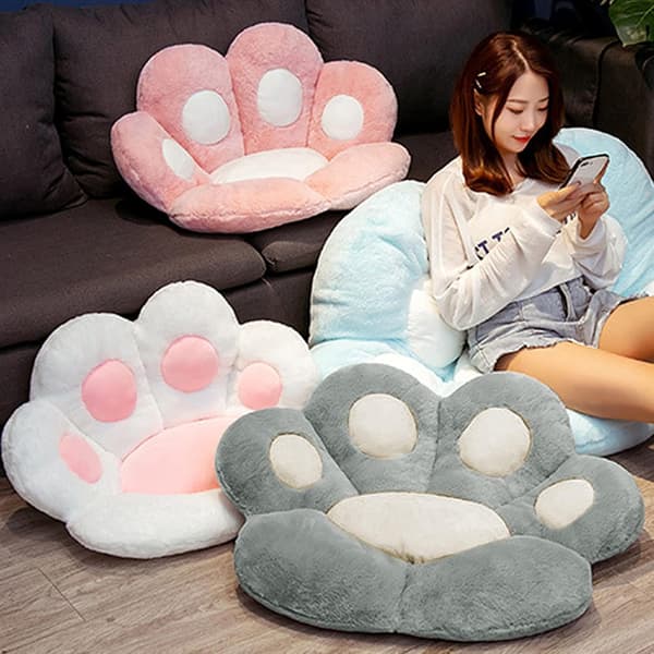 Mjuk Kudde med Kattpåtår Plush Kudde Soffa Kudde Söt Soffa
