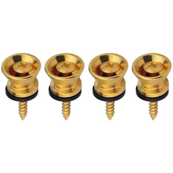 Metall Gitarrbandsknappar Lås Ändstift Bandlås med Skruvar för Elektrisk Akustisk Gitarr, Bas, Ukulele, 4-pack Golden