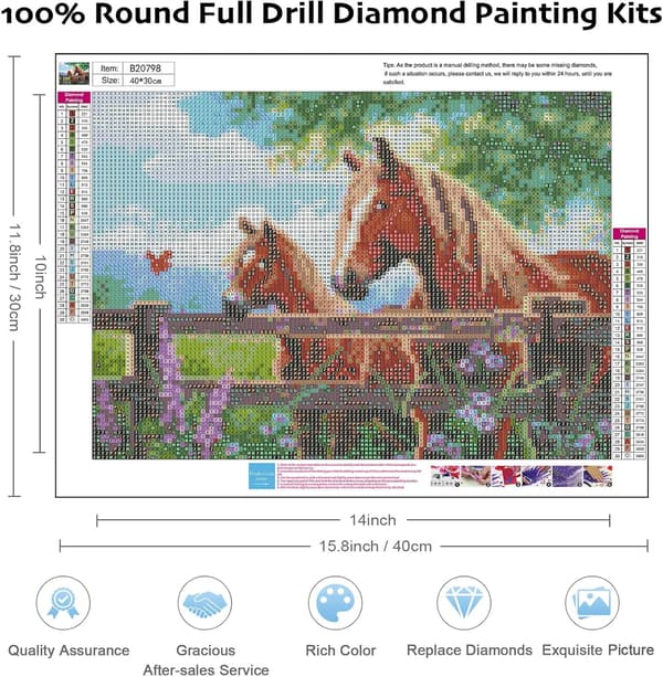 5D Diamantmaleri Sæt 30x40cm DIY Farverig Hest Diamant Kunst Sæt