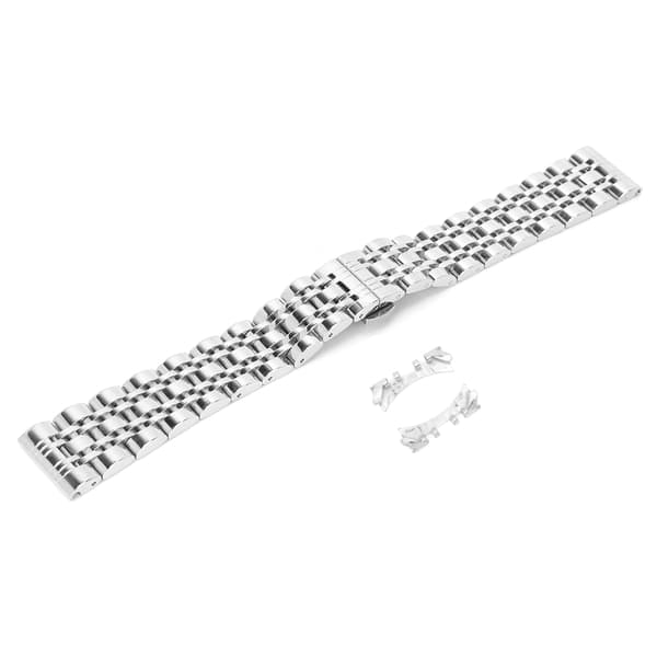 Poleret urarmbånd med flere striber, rustfrit stål, tilspidsede graveringer, solid og letvægt med sommerfuglelås, let at justere pasform