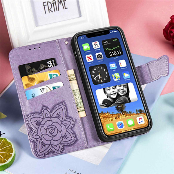 iPhone 11 Mobilskal, iPhone 11 Skal med Korthållare Ställ Kickstand för Kvinnor Flickor Pojkar, iPhone 11 Plånbok Sött Robust PU Läder Flip Purple for iPhone 11