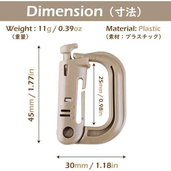 Taktisk Karbinhake 12 Delar Plast Karbinhake Liten D-Ring Clip