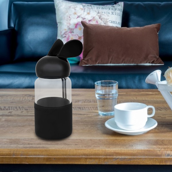 340 ml söt kanin barn bärbar glas transparent vattenflaska