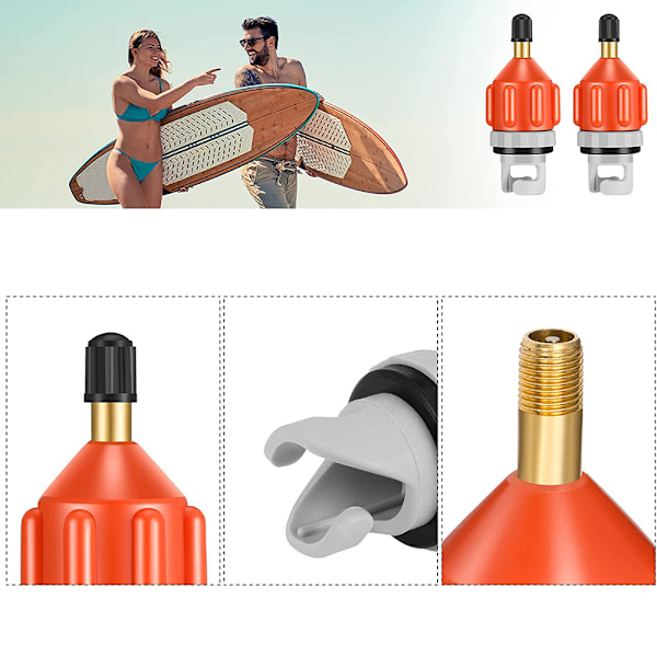 Pumpadapter, adapter för kompressor, portabel SUP-ventiladapter, uppblåsbar båtventiladapter för kajak, uppblåsbar båt, SUP-bräda Orange