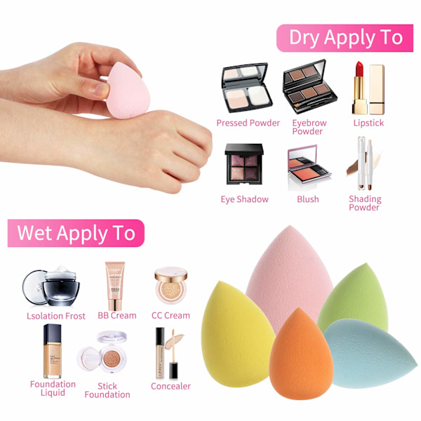10 st Sminksvampar Set Smink Puff Skönhet Foundation Blandningssvamp Flerfärgad Skönhet Smink Ägg Grundläggande Blandningssvamp Professionellt Skönhet Smink Set
