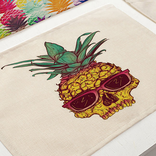 Färgglad ananas tryck bordsunderlägg bomull linne bordsduk matta