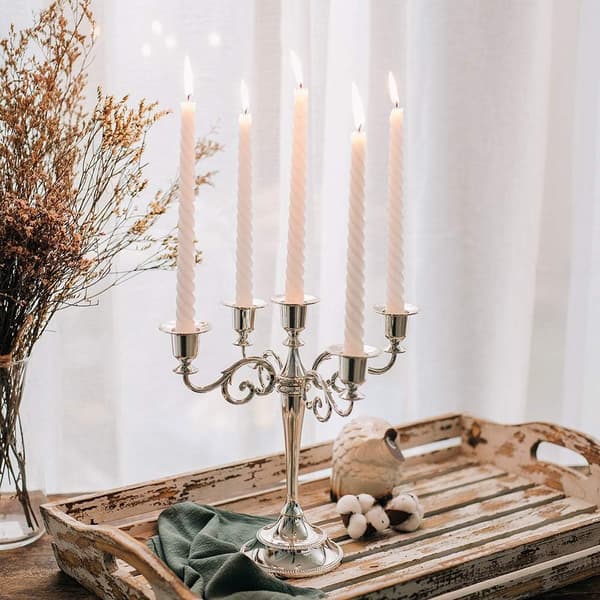 5 Lysestaker til Bryllup, Sink Legering Lys, Spisebord, Ca