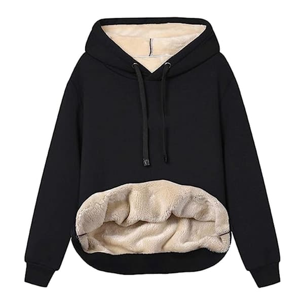 Casual Vinter Varm Fleece Sherpa Foret Pullover Hættetrøje til Kvinder