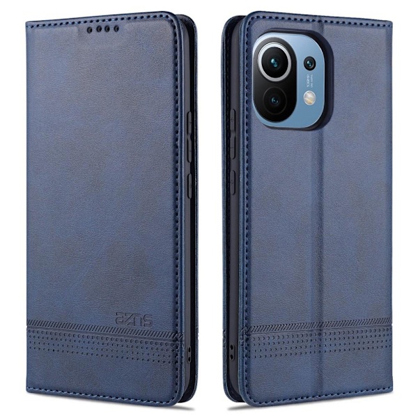 Xiaomi Mi 11 - AZNS Läder Flip Fodral - Blå Blue Blå