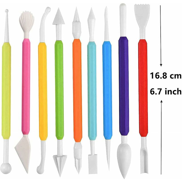 Polymer Clay Modeling Tools, Plastic Modeling Tool and Round Circle Shape for Pottery and Clay Sculptures, 8-Piece Set - Yellow