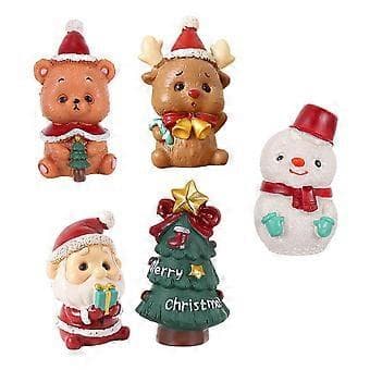 5 stk. Juleelementer Pynt Resin Mini Figur Desktop Landskaps Ornament( )