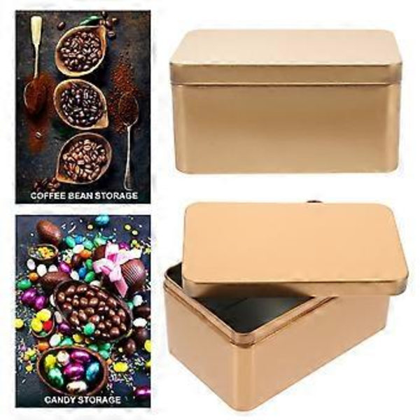 2 st Hushålls Te Box Bulk Te Förpackningslåda Rektangulär Plåtlåda Förvaringslåda