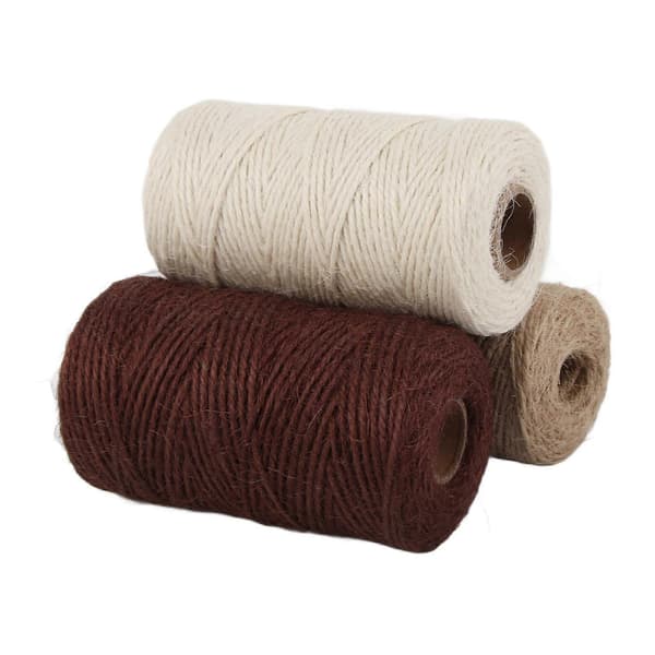 3 st jutesnöre vit brun khaki flätad tross DIY förpackning tjock tråd tillbehör 2mm