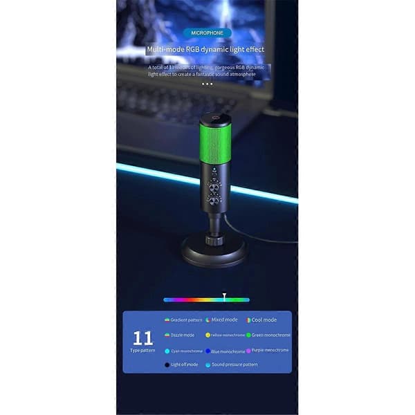 USB Live Mikrofon RGB Mikrofon Kablet Kapasitans Mikrofon for Spillinnspilling K Sang