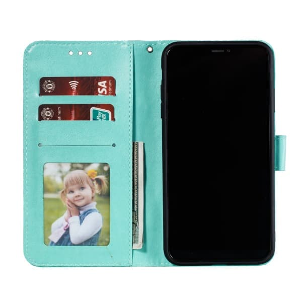 Preget blonde-mønstret flip-deksel til Samsung Note 10 green