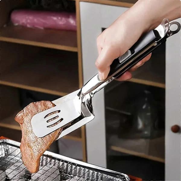 Bøfklips i rustfrit stål pandekage grillspatel klips grilltang stegefisk spatel klips brød hjemmekøkkenredskab, C