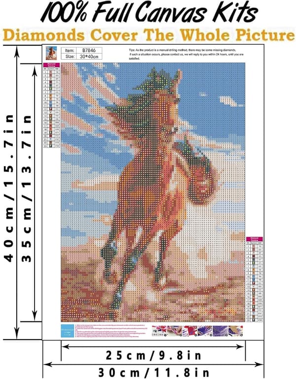 5D Diamantmaleri Sæt 30x40cm DIY Farverig Hest Diamant Kunst Sæt