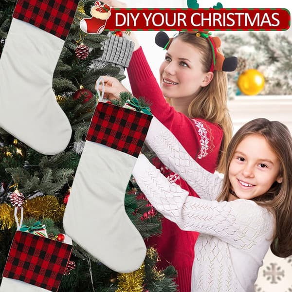 2-pack julstrumpor, tomma julklappsstrumpor, strumpor för upphängning vid eldstaden red