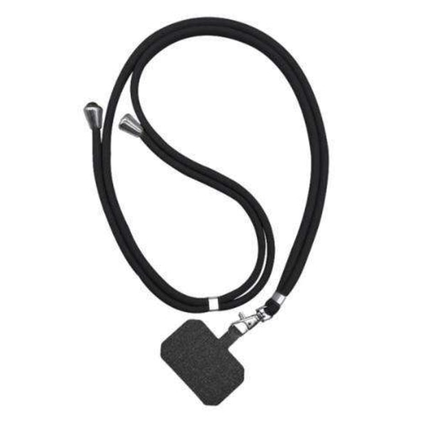 Universal Crossbody Nylon Patch Phone Lanyards Rope Mobiltelefon Svart