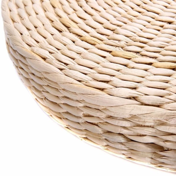 Stolsitsmatta, gräskudde, kudde, beige, handgjord, rund, halmtygskudde, golvmatta, yoga, zen, hem, trädgård, uteplats, dekor