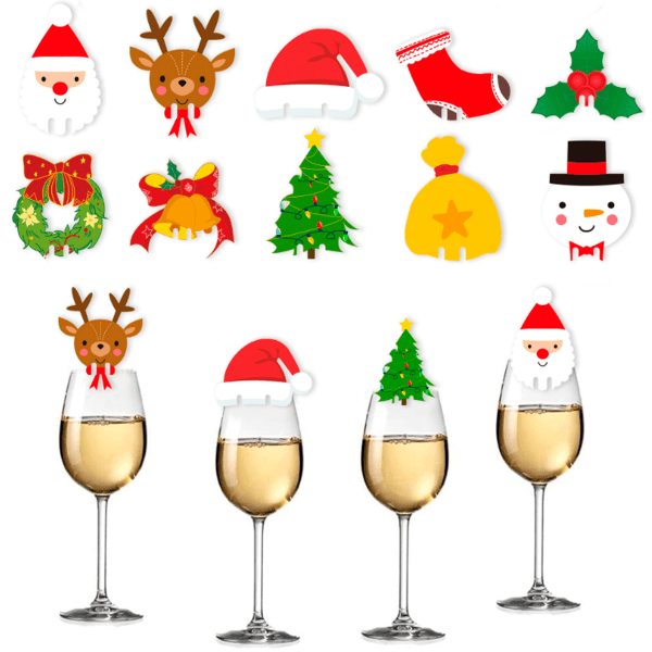 100 Pieces Christmas Wine Glass Markers, Wine Cup Card