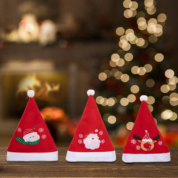 Christmas Hats 3 Pcs Santa Hats 11.6"X15.2" Plush Santa Hats
