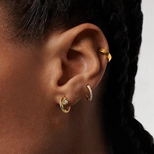 Øreringe Små Creoler til Kvinder Forgyldte Hypoallergene Cubic Zirconia Mini Guld Sølv Creoler til Kvinder