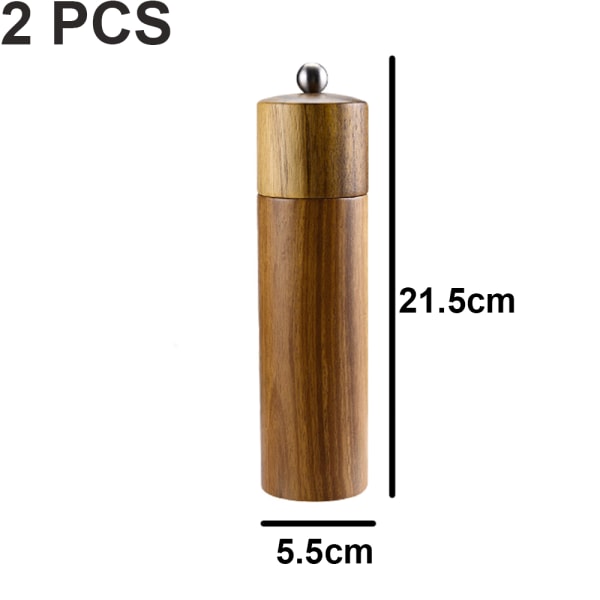 Salt- och pepparkvarn av trä, hållbart akaciaträ 2pcs 8 inch stainless steel ball