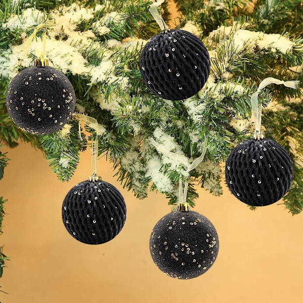 3.15" Christmas Ball Ornaments 12 pcs Glitter Sequin Foam Ball