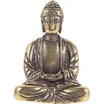 Liten Buddha-staty i koppar, Sakyamuni-prydnad, heminredning, kopparhantverk