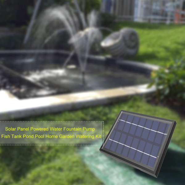 Solpanel-driven vattenfontänpump fiskdamm pool