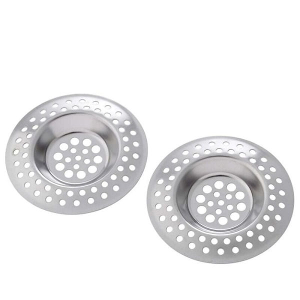 Avløpsfilter, sett med 2, rustfritt stål, 7 cm, blank