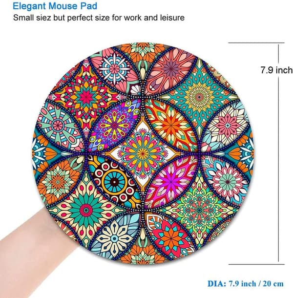 Musemåtte, rund Mandala musemåtte, sød musemåtte med design, skridsikker gummibase musemåtte med syet kant, vandtæt