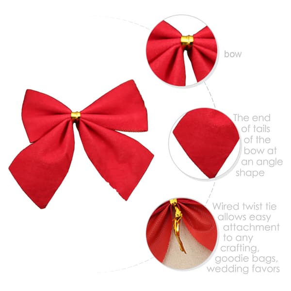 Rosetter för julgranar, Twist Tie-rosetter Presentrosetter för hantverk Kransrosetter för present Bröllopsdusch Vinterdekor red