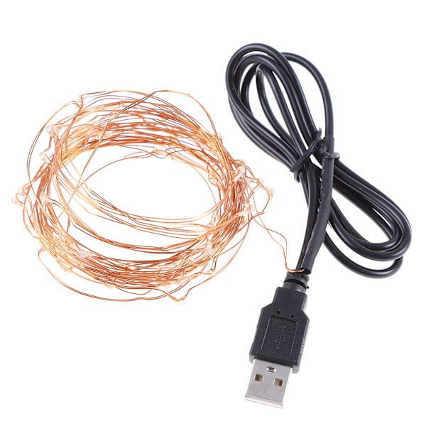 USB-kontakt LED-ljusslinga Fe-lampor 10m/33ft 100led Koppartrådslampa Dekor (Flerfärgad)