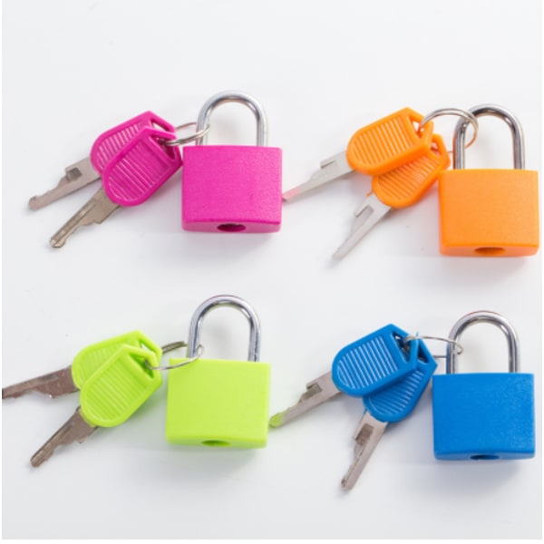 Resväska Lås, 4 Färger Mini Hänglås med Nyckel Små Lås för