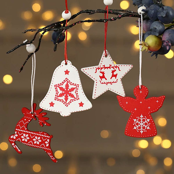Weihnachtsbaumschmuck 24 Stück Holz Weihnachten Anhänger