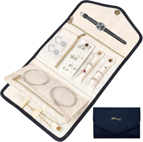 Foldbar Rejse Smykke Rullepose Opbevaringspose Organizer Etui BH