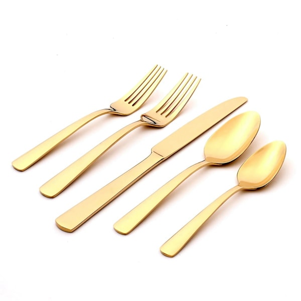 Premium 20-delars Champagne Satin Bestickset - Lyxiga 18/10 Rostfria Bestick för Formella Middagar