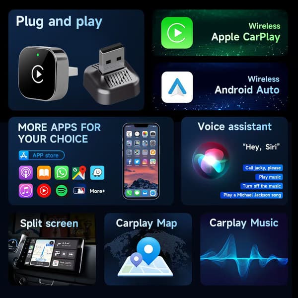 CarPlay/Android Auto trådløs adapter: Kablet-til-trådløs bilforbindelsesboks