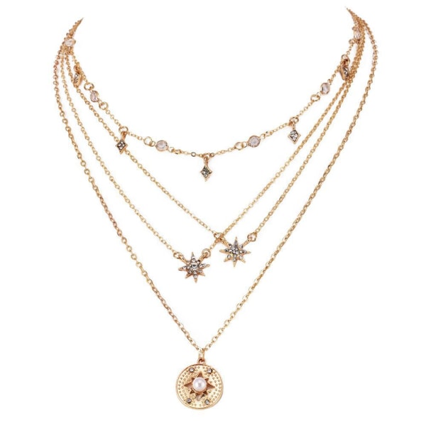Star Necklace Coin Neck Chain Choker Pendant Halsband Mode