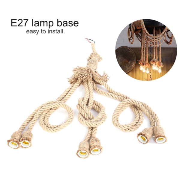 E27 lampfot 1m hampa rep sladd Elektrisk tråd DIY hänge