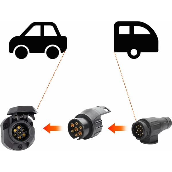 7/13 Trailer Stikkontakt, 7-polet til 13-polet Adapter