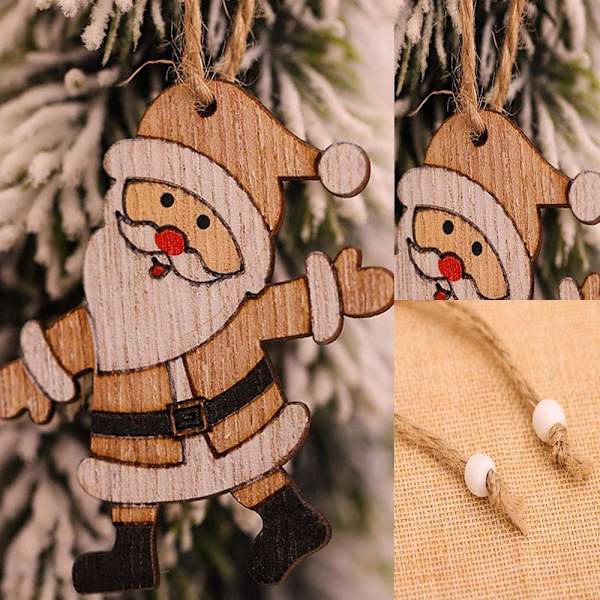 Decoration Noel Bois, 36 Pcs Bois Arbre de Noël Ornements,