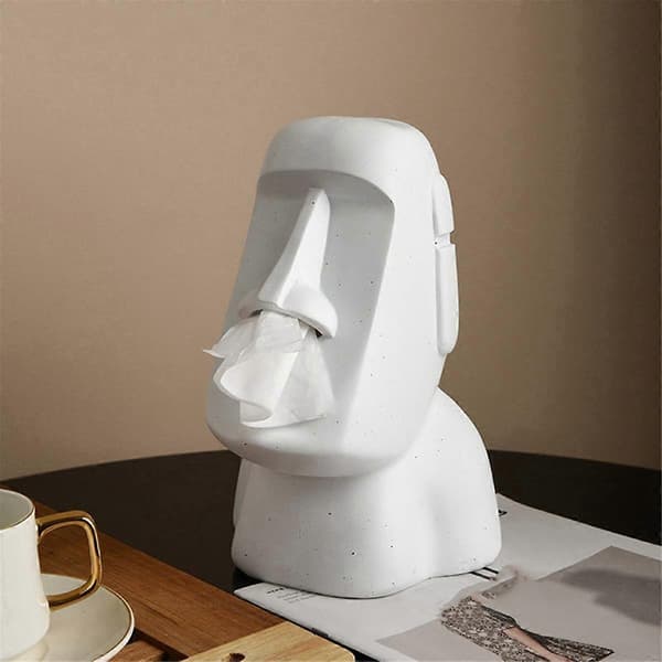 Påskeøen Stenstatue Papirhåndklædeboks Boligindretning Statue Retro Stueindretning Boligtilbehør D