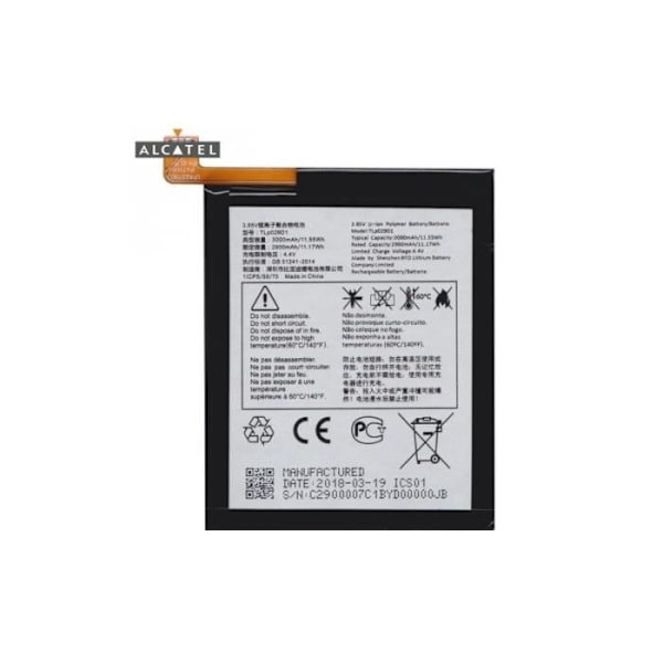 Alcatel Originalbatteri TLP029D1 för Alcatel 3 OT-5052D, One Touch 3 Dual SIM, 5 OT-5086D, 3L OT-5034 Internt batteri Accu Bulk
