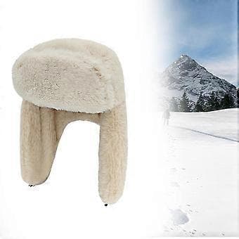 Vinter Trapper Hatte Vinter Lei Feng Hat med Øreklapper Ski Termisk Hat Fortykket Sne Vinter Varm Hat Vinterhatte til Mænd Ski (Beige)