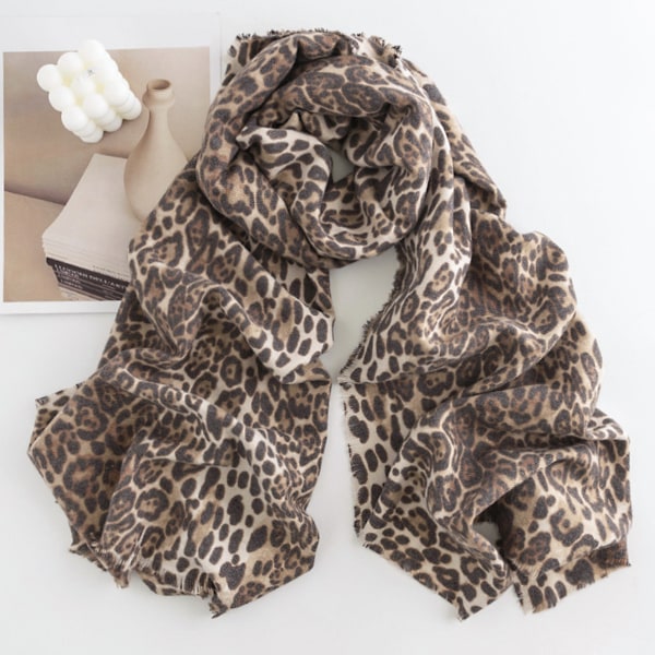 1 Etnisk Leopardscarf Leopardmönstrad Kort Kvast Vävda Faux