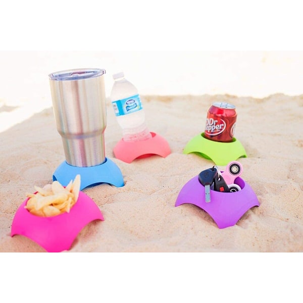 Strandsemester Tillbehör Turtleback Sandunderlägg Dryckeshållare, 4-pack Lime Green